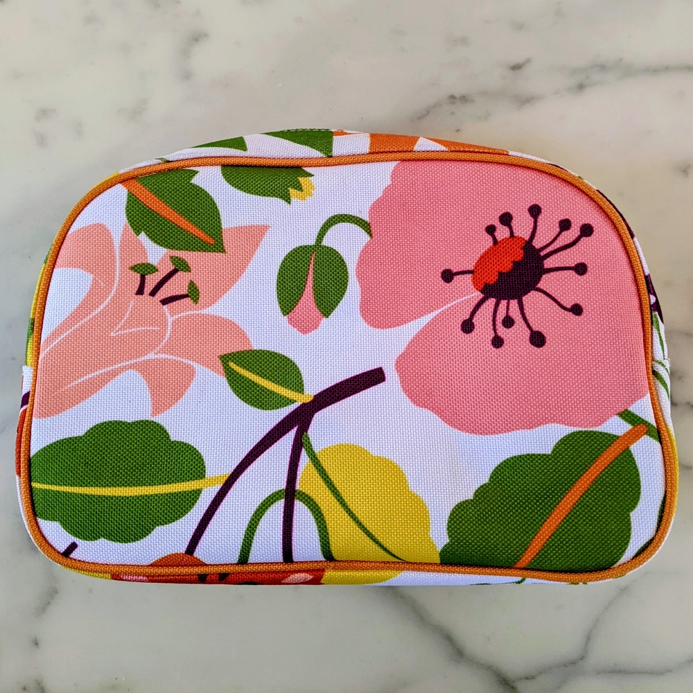 Large Clinique Multicolor Floral Cosmetic Bag.